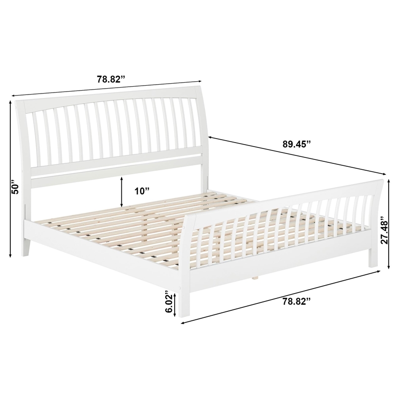 Orleans King Wood Low Profile Platform Bed with Matching Footboard in White