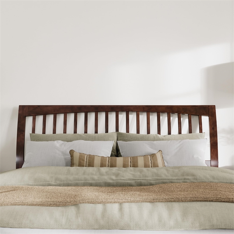 Orleans King Wood Low Profile Platform Bed with Matching Footboard in Walnut