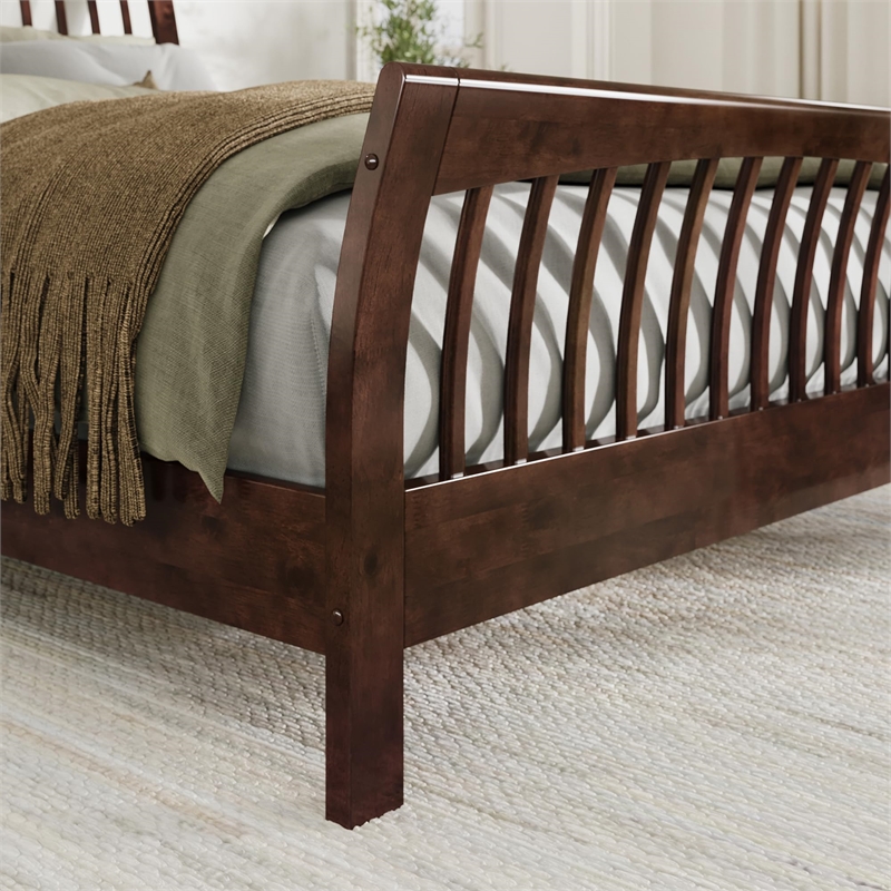 Orleans King Wood Low Profile Platform Bed with Matching Footboard in Walnut