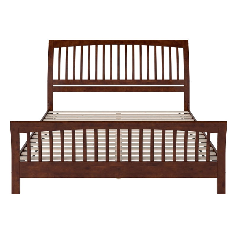 Orleans King Wood Low Profile Platform Bed with Matching Footboard in Walnut