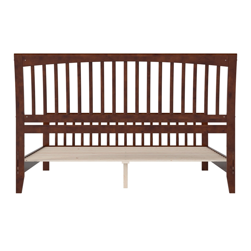 Orleans King Wood Low Profile Platform Bed with Matching Footboard in Walnut