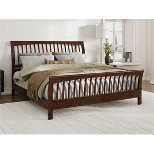 orleans king wood low profile platform bed with matching footboard in walnut