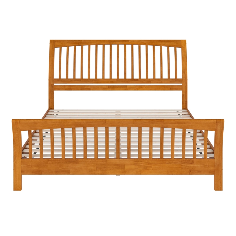 Orleans King Wood Low Profile Platform Bed w/ Matching Footboard in Light Toffee