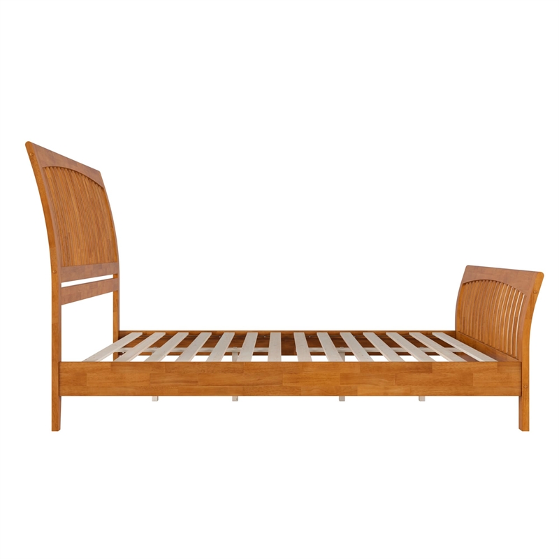 Orleans King Wood Low Profile Platform Bed w/ Matching Footboard in Light Toffee