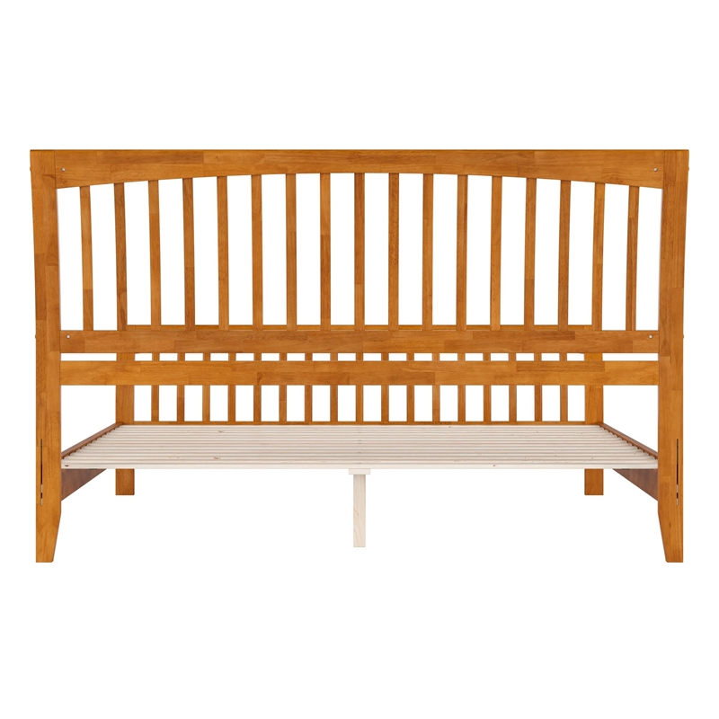 Orleans King Wood Low Profile Platform Bed w/ Matching Footboard in Light Toffee