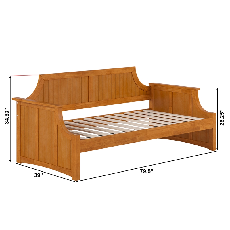 AFI Cambridge Mid-Century Solid Wood Twin Daybed in Light Toffee