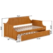 AFI Cambridge Mid-Century Solid Wood Daybed with Twin Trundle in Light Toffee