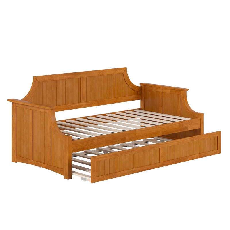 AFI Cambridge Mid-Century Solid Wood Daybed with Twin Trundle in Light Toffee