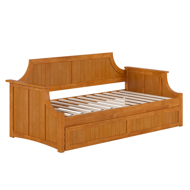 AFI Cambridge Mid-Century Solid Wood Daybed with Twin Trundle in Light Toffee