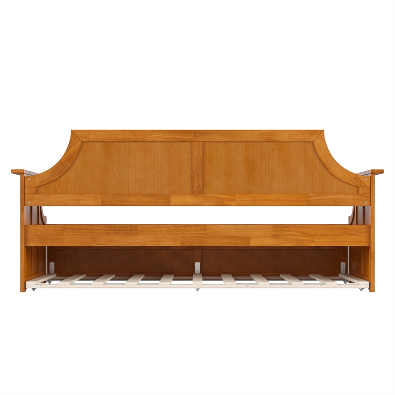 AFI Cambridge Mid-Century Solid Wood Daybed with Twin Trundle in Light Toffee