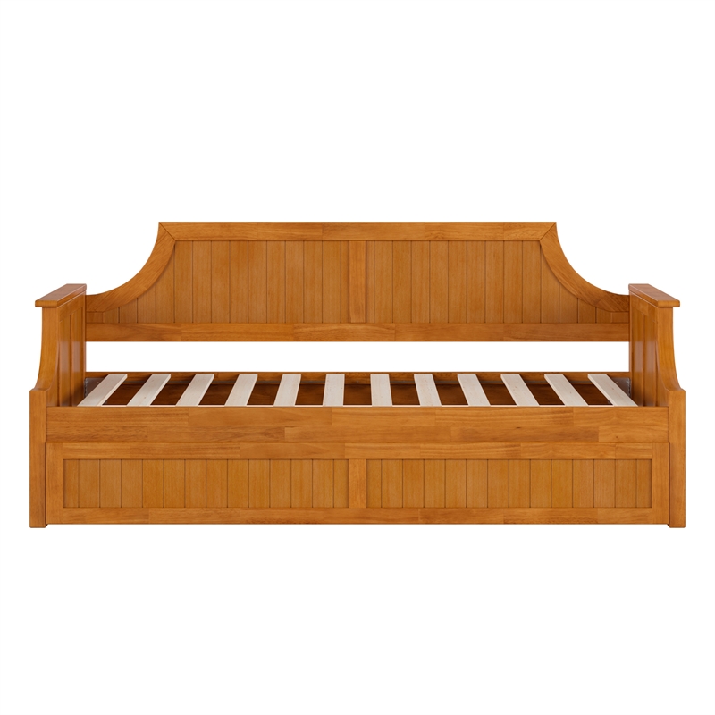 AFI Cambridge Mid-Century Solid Wood Daybed with Twin Trundle in Light Toffee