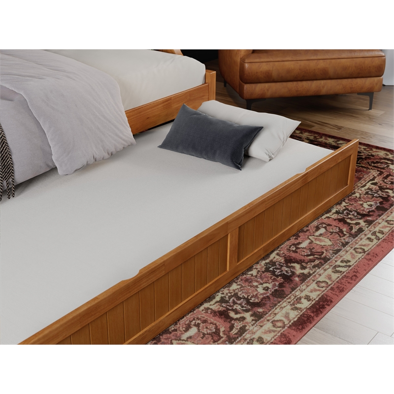 AFI Cambridge Mid-Century Solid Wood Daybed with Twin Trundle in Light Toffee