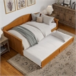 AFI Nantucket Mid-Century Solid Wood Twin Daybed with Trundle in Light Toffee