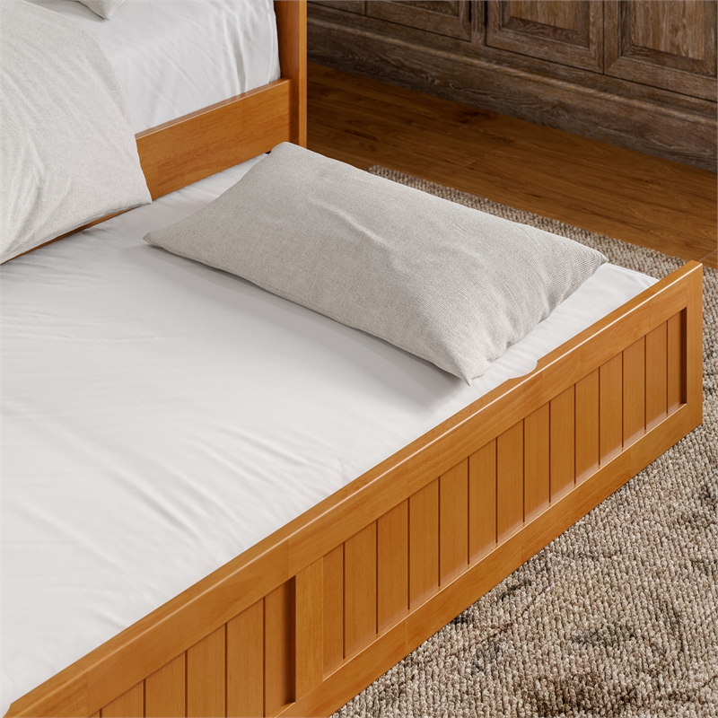 AFI Nantucket Mid-Century Solid Wood Twin Daybed with Trundle in Light Toffee
