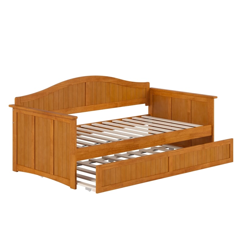 AFI Nantucket Mid-Century Solid Wood Twin Daybed with Trundle in Light Toffee