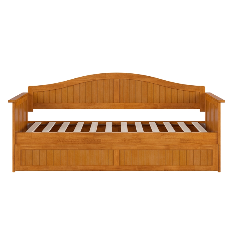 AFI Nantucket Mid-Century Solid Wood Twin Daybed with Trundle in Light Toffee
