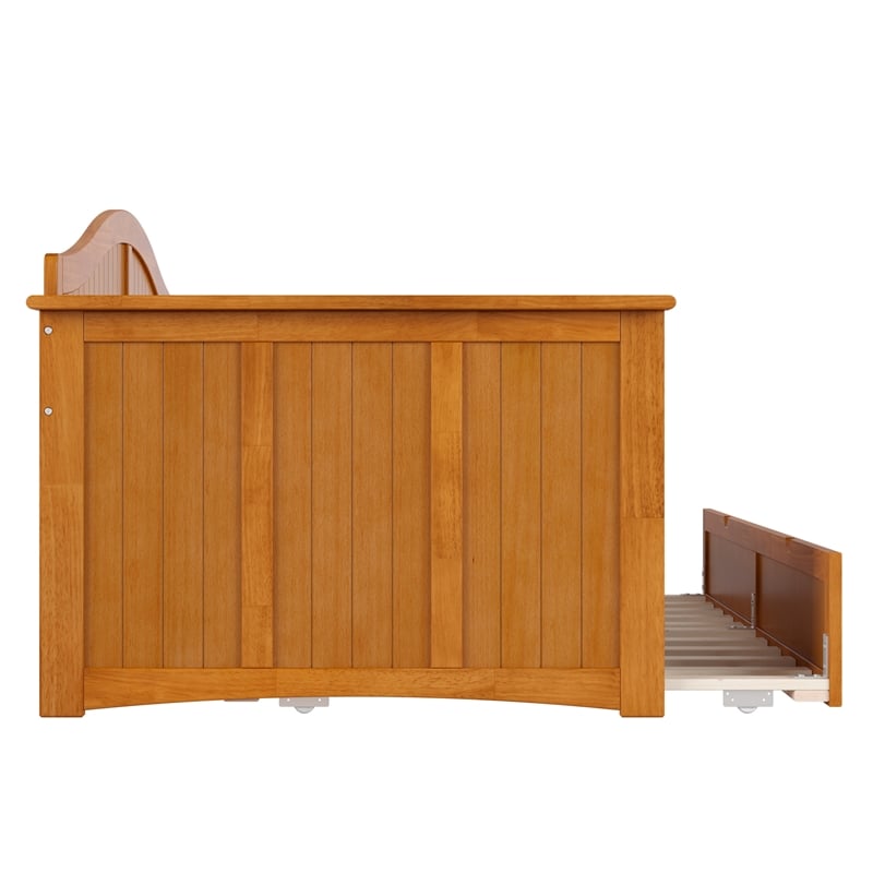 AFI Nantucket Mid-Century Solid Wood Twin Daybed with Trundle in Light Toffee