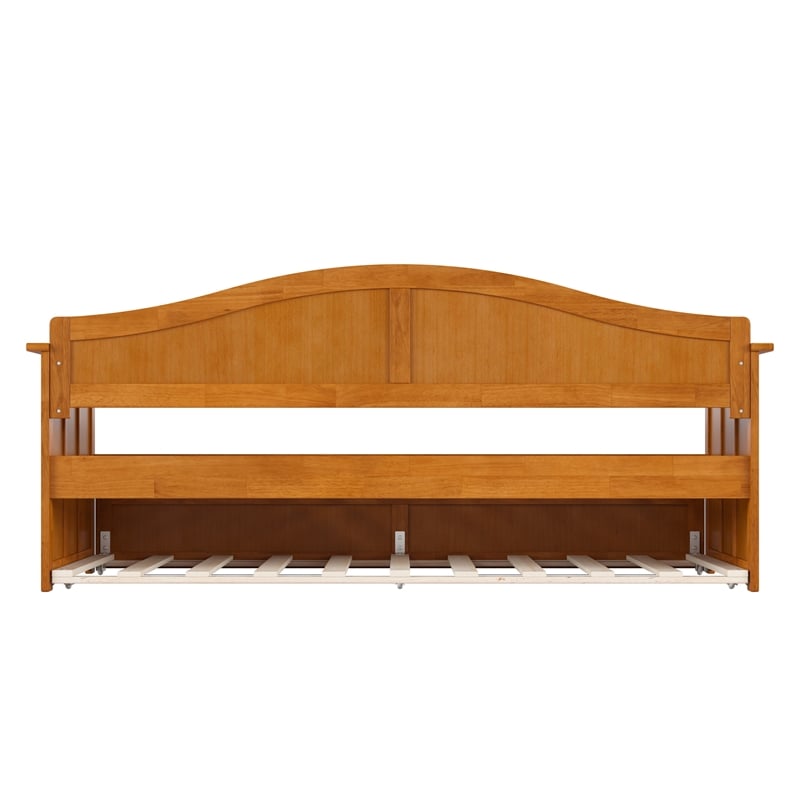 AFI Nantucket Mid-Century Solid Wood Twin Daybed with Trundle in Light Toffee