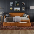 AFI Cambridge Mid-Century Wood Twin Daybed with Set of 2 Drawers in Light Toffee