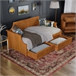 AFI Cambridge Mid-Century Wood Twin Daybed with Set of 2 Drawers in Light Toffee