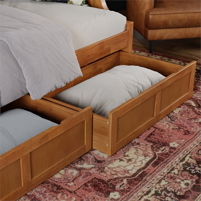 AFI Cambridge Mid-Century Wood Twin Daybed with Set of 2 Drawers in Light Toffee