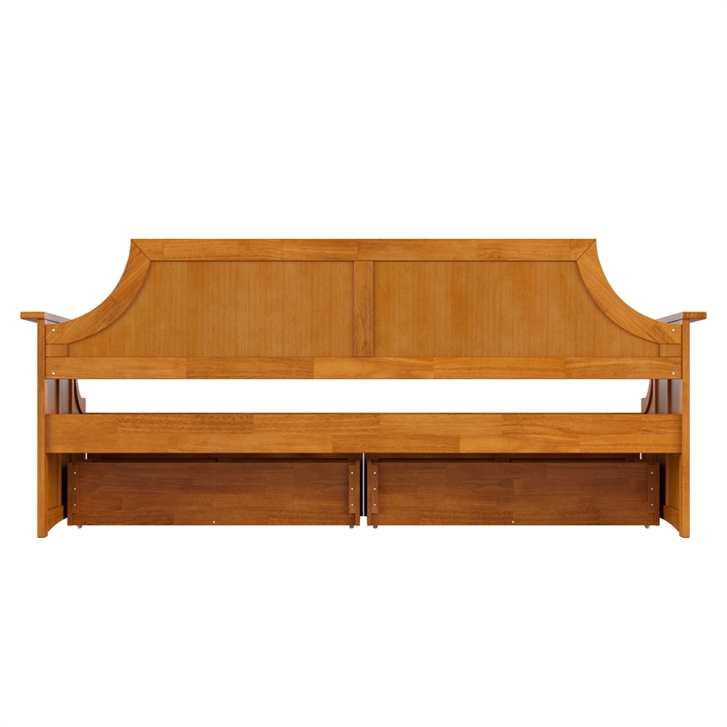 AFI Cambridge Mid-Century Wood Twin Daybed with Set of 2 Drawers in Light Toffee