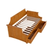 AFI Cambridge Mid-Century Wood Twin Daybed with Set of 2 Drawers in Light Toffee