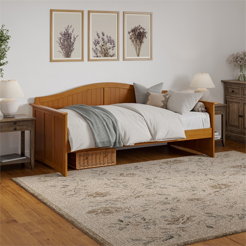 AFI Nantucket Mid-Century Solid Wood Twin Daybed in Light Toffee