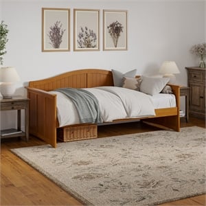 AFI Nantucket Mid-Century Solid Wood Twin Daybed in Light Toffee