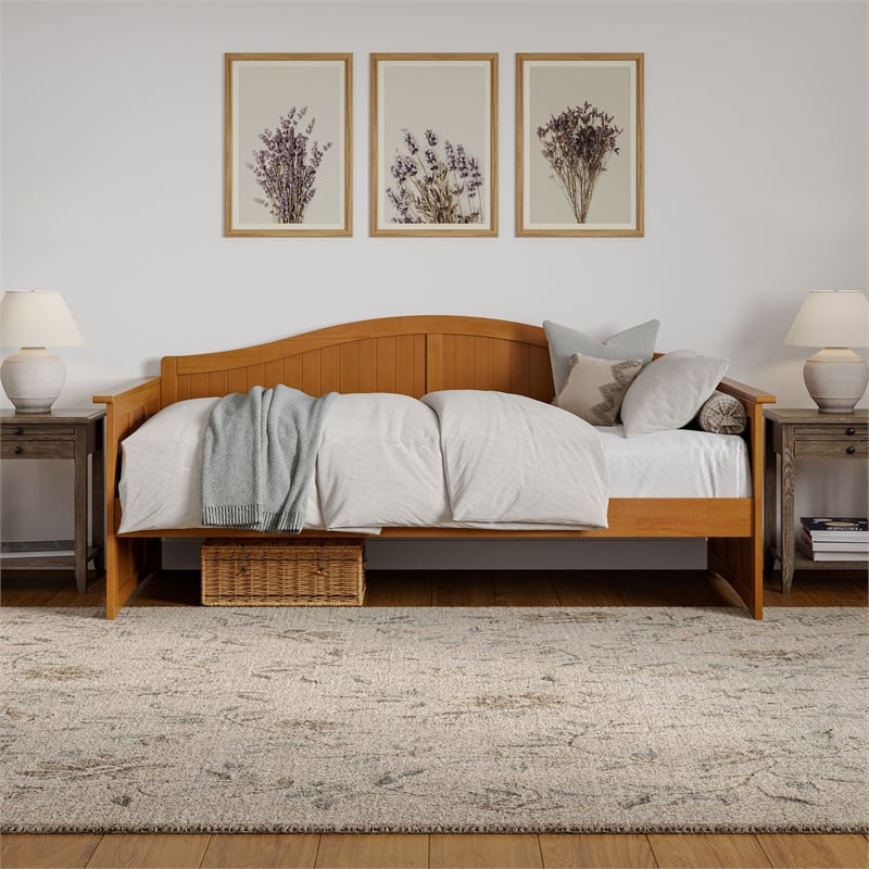 AFI Nantucket Mid-Century Solid Wood Twin Daybed in Light Toffee