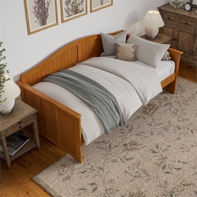 AFI Nantucket Mid-Century Solid Wood Twin Daybed in Light Toffee
