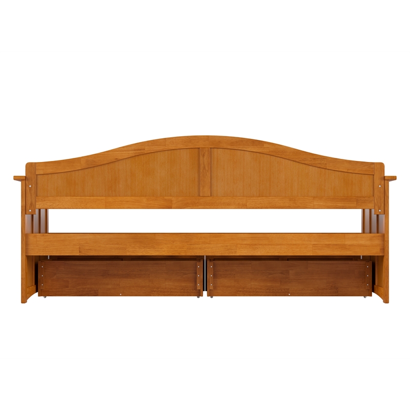 AFI Nantucket Mid-Century Wood Twin Daybed with Set of 2 Drawers in Light Toffee