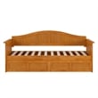 AFI Nantucket Mid-Century Wood Twin Daybed with Set of 2 Drawers in Light Toffee