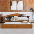 AFI Acadia Mid-Century Solid Wood Daybed with Twin Trundle in Light Toffee
