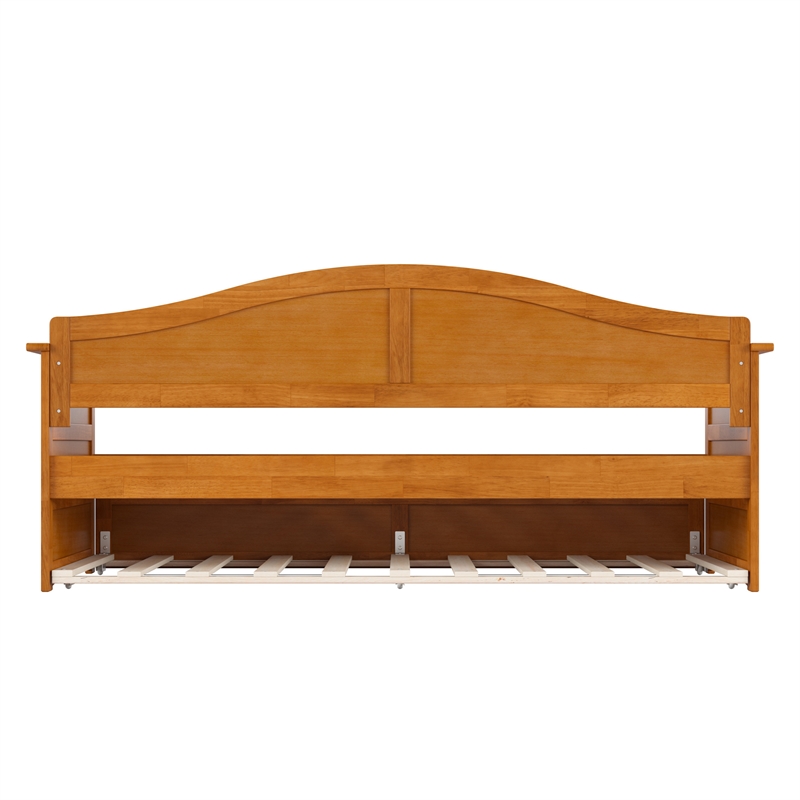 AFI Acadia Mid-Century Solid Wood Daybed with Twin Trundle in Light Toffee