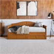 AFI Acadia Mid-Century Wood Twin Daybed with Set of 2 Drawers in Light Toffee
