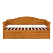 AFI Acadia Mid-Century Wood Twin Daybed with Set of 2 Drawers in Light Toffee