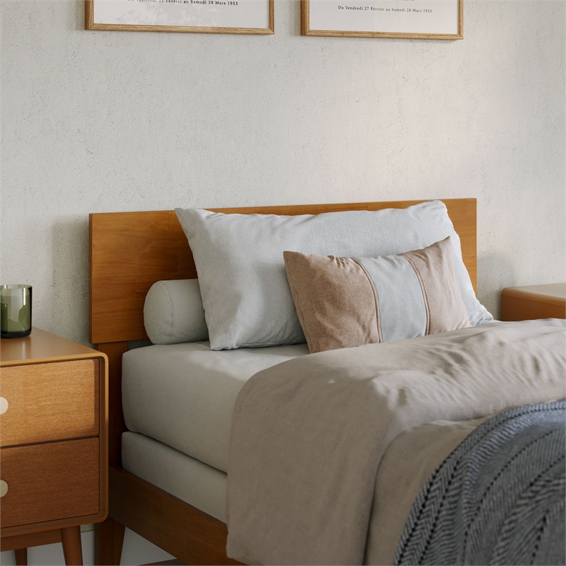 Orlando Twin XL Solid Wood Foundation Bed in Light Toffee