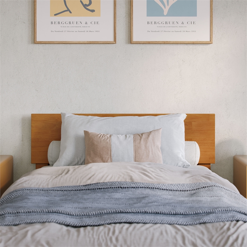 Orlando Twin XL Solid Wood Foundation Bed in Light Toffee