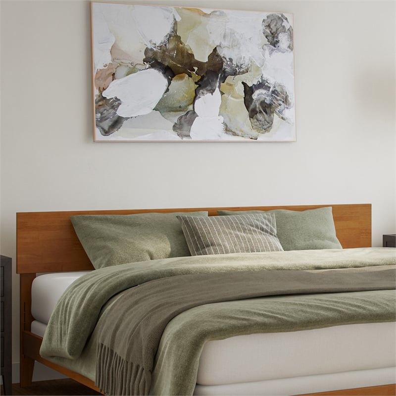 Orlando King Solid Wood Foundation Bed in Light Toffee