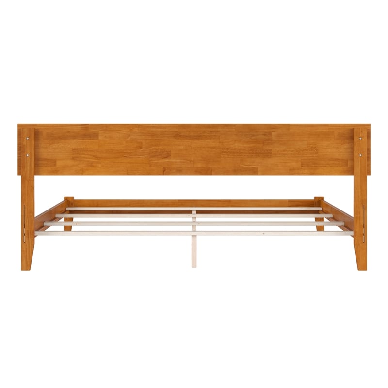 Orlando King Solid Wood Foundation Bed in Light Toffee