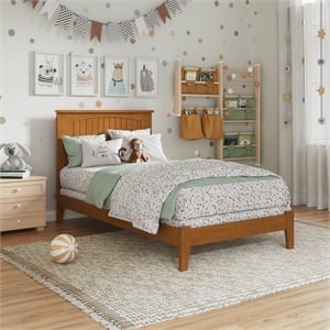 Nantucket Twin Solid Wood Foundation Bed in Light Toffee