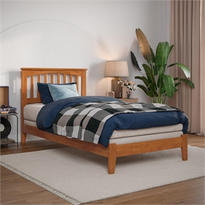 Mission Twin XL Solid Wood Foundation Bed in Light Toffee