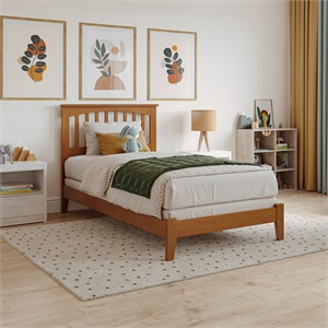 Mission Twin Solid Wood Foundation Bed in Light Toffee