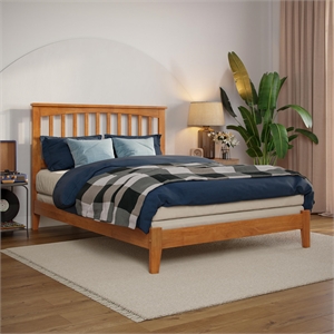 Mission Full Solid Wood Foundation Bed in Light Toffee