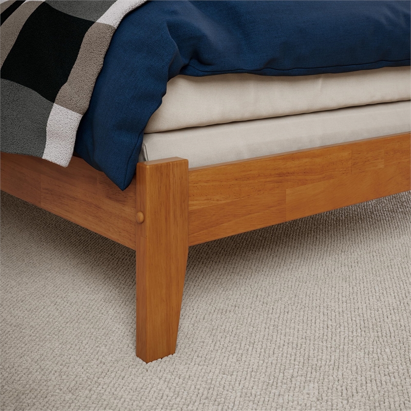 Mission Full Solid Wood Foundation Bed in Light Toffee