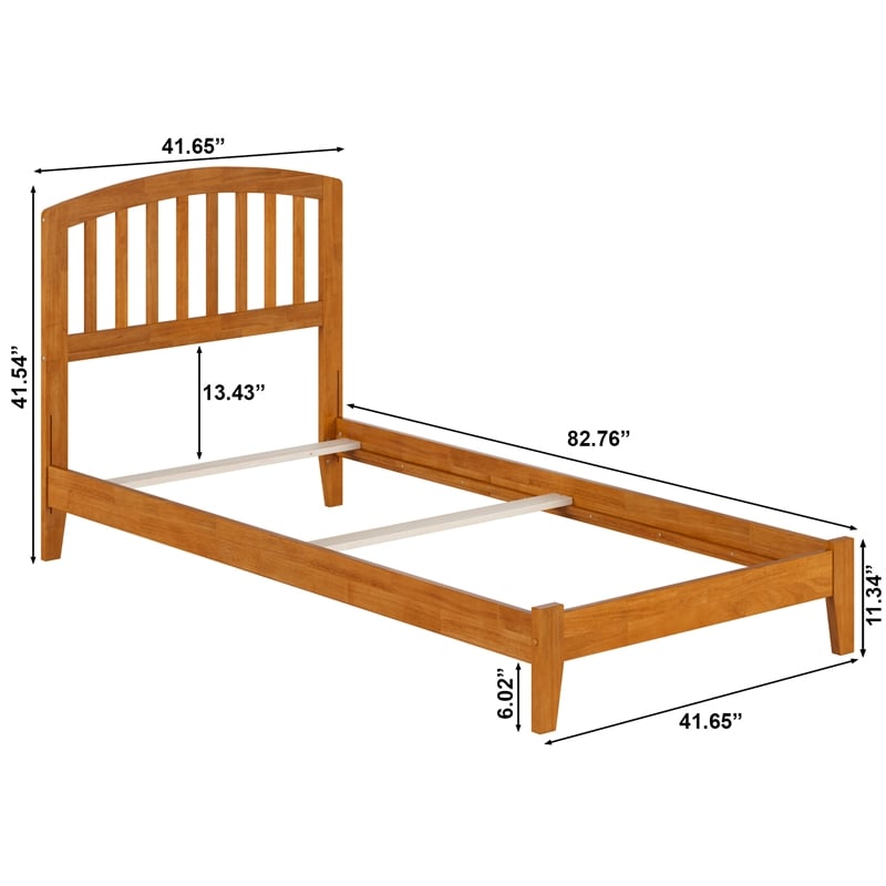 Richmond Twin XL Solid Wood Foundation Bed in Light Toffee