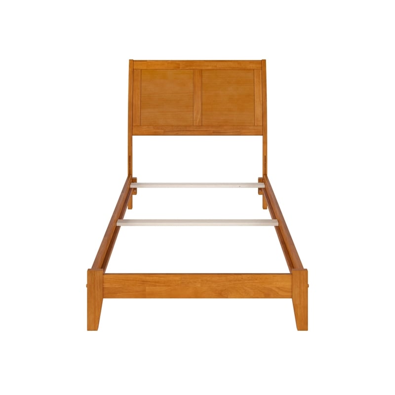 Portland Twin XL Solid Wood Foundation Bed in Light Toffee