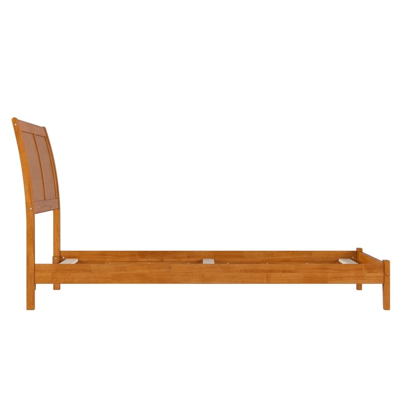 Portland Twin XL Solid Wood Foundation Bed in Light Toffee