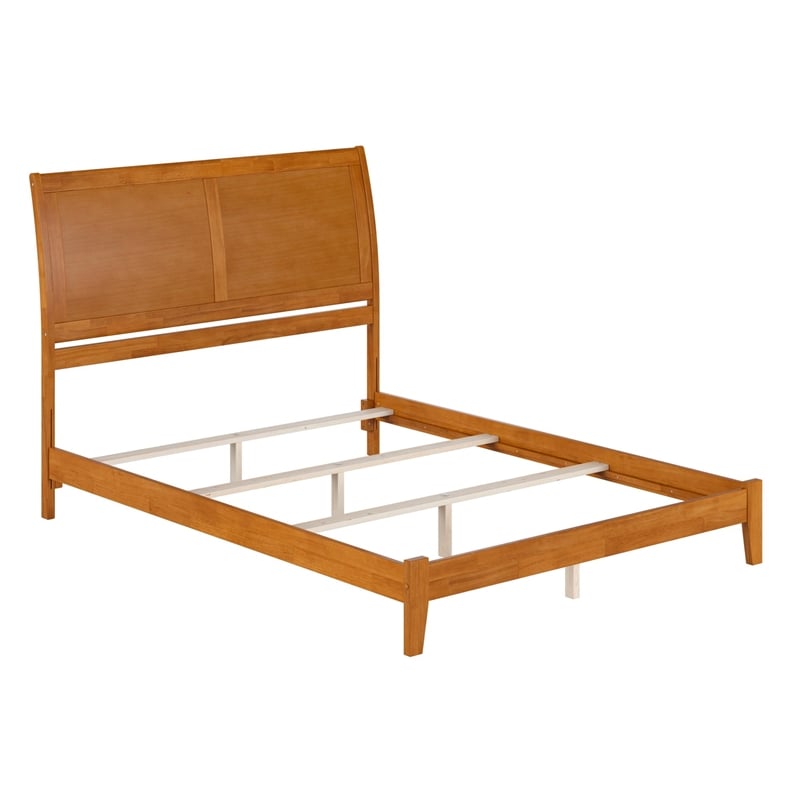 Portland Queen Solid Wood Foundation Bed in Light Toffee